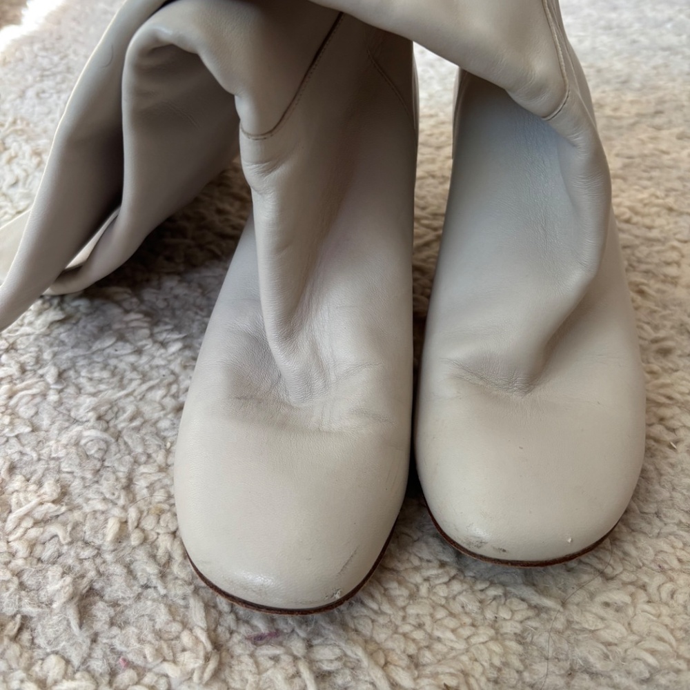Loq Boots Knee High Heels Off White Glove Leather 37 7 - Picture 10 of 10